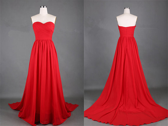 red ruffle evening gown